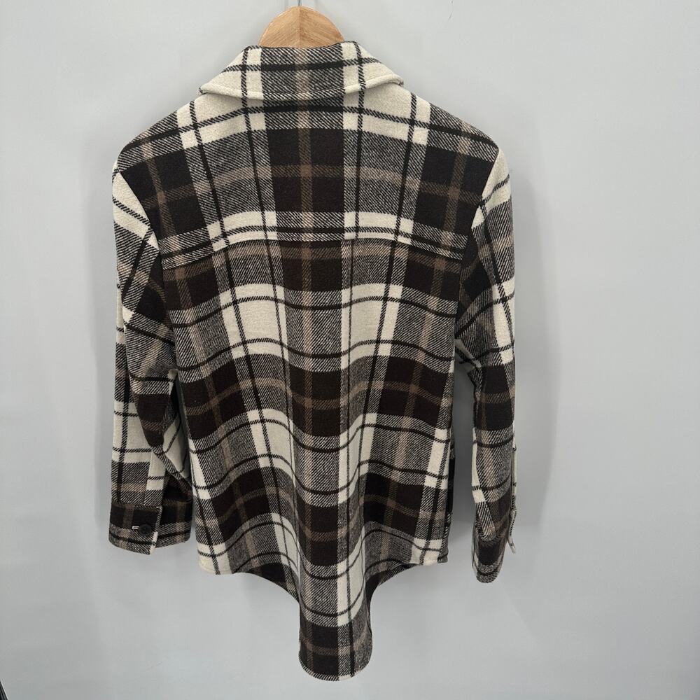 TREASURE & BOND Nordstrom Brown & White Wool Blend Plaid Shacket // XS - Picture 12 of 12